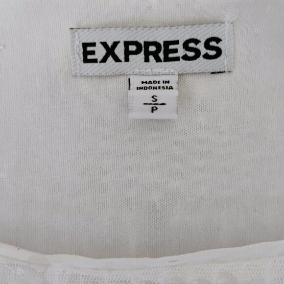 Express White Sequin Shortsleeve Blouse size Small - Picture 8 of 10